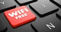 WiFi Free on Red Keyboard Button. Royalty Free Stock Photo