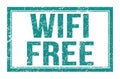 WIFI FREE, words on blue rectangle stamp sign