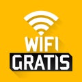 Wifi Gratis, Spanish translation: Free Wifi, vector zone sign icon