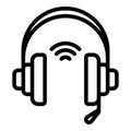 Wifi headset icon outline vector. Video work