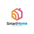 Wifi House Vector Logo. Smart Home Tech Logo Vector. House Net Logo Concept Vector Royalty Free Stock Photo