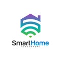 Wifi House Vector Logo. Smart Home Tech Logo Vector. House Net Logo Concept Vector Royalty Free Stock Photo