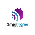Wifi House Vector Logo. Smart Home Tech Logo Vector. House Net Logo Concept Vector Royalty Free Stock Photo
