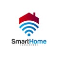 Wifi House Vector Logo. Smart Home Tech Logo Vector. House Net Logo Concept Vector Royalty Free Stock Photo