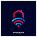 Wifi House Vector Logo. Smart Home Tech Logo Vector. House Net Logo Concept Vector Royalty Free Stock Photo