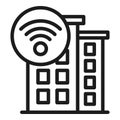 Wifi house wave icon, outline style