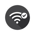 Wifi icon with check sign. Wifi icon and approved, confirm, done, tick, completed concept Royalty Free Stock Photo