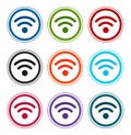 Wifi icon flat round buttons set illustration design Royalty Free Stock Photo