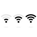 WiFi icon, Sign WI-FI, signal level, black on white background, vector illustration Royalty Free Stock Photo