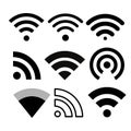 Wifi icon. Vector wi-fi signal. Black wi-fi network icon set Royalty Free Stock Photo