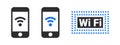 Wifi icons. Wireless icons and conceptual wifi icons. Phone icon with WiFi. Vector images