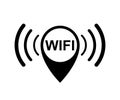 Wifi internet icon sign with pin map marker pointer icon, GPS location Ã¢â¬â stock vector