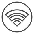 Wifi internet line icon. Wireless network signal coverage symbol, outline style pictogram on white background. Network Royalty Free Stock Photo