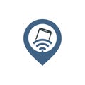 Wifi internet and mobile with pointer logo design. Royalty Free Stock Photo