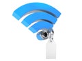WiFi internet security concept. 3d symbol wifi and key with blank tag