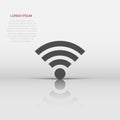 Wifi internet sign icon in flat style. Wi-fi wireless technology vector illustration on white isolated background. Network wifi Royalty Free Stock Photo