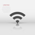 Wifi internet sign icon in flat style. Wi-fi wireless technology vector illustration on white isolated background. Network wifi Royalty Free Stock Photo