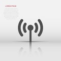 Wifi internet sign icon in flat style. Wi-fi wireless technology vector illustration on white isolated background. Network wifi Royalty Free Stock Photo