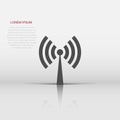 Wifi internet sign icon in flat style. Wi-fi wireless technology vector illustration on white isolated background. Network wifi Royalty Free Stock Photo