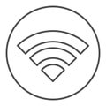 Wifi internet thin line icon. Wireless network signal coverage symbol, outline style pictogram on white background Royalty Free Stock Photo