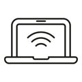Wifi laptop point icon outline vector. Smart office work