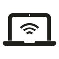 Wifi laptop point icon simple vector. Smart office work