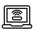 Wifi laptop request icon, outline style