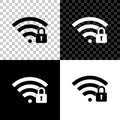 Wifi locked icon isolated on black, white and transparent background. Password Wi-fi symbol. Wireless Network icon. Wifi Royalty Free Stock Photo