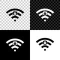 Wifi locked sign icon isolated on black, white and transparent background. Password Wi-fi symbol. Wireless Network icon Royalty Free Stock Photo