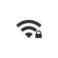 Wifi locked sign. Password Wi-fi symbol. Wireless Network icon. Wifi zone. Flat design style icon. Stock Vector illustration Royalty Free Stock Photo