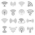 WiFi Logo Vector Elements. Wireless technology concept signs in line style