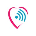 wifi love logo Vector. Heart shape and wifi sign Logo symbol Concept illustration
