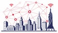Wifi point city, connect urban net, smart city points, network skyline, Vector Design, Generative AI