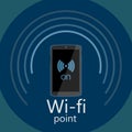 Wifi point icon on mobile vector