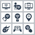 Wifi Related Vector Icons in Glyph Style