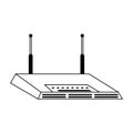 Wifi router device isolated symbol in black and white