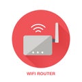 Wifi router flat style icon. Wireless technology, office equipment sign. Vector illustration of communication devices