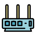 Wifi router icon color outline vector Royalty Free Stock Photo