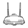 Wifi Router Icon. Doodle Hand Drawn or Outline Icon Style Royalty Free Stock Photo