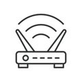 WiFi router, icon in line design. WiFi routers, wireless routers, internet routers, home routers, on white background