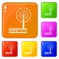Wifi router icons set vector color Royalty Free Stock Photo