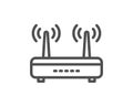 Wifi router line icon. Computer component sign. Internet symbol. Vector
