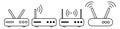Wifi router line icon set