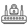 Wifi router password protection icon outline vector. Login mobile