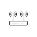 Wifi router, wireless dsl modem line icon, outline vector sign, Royalty Free Stock Photo