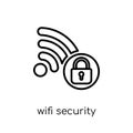 Wifi security icon. Trendy modern flat linear vector Wifi security icon on white background from thin line Internet Security and Royalty Free Stock Photo