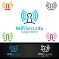 Wifi Security Logo for Network, Internet , monitoring, and alarm