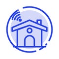 Wifi, Service, Signal, House Blue Dotted Line Line Icon