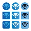 Wifi Sign Button Set - Vector Illustration - Isolated On White Background