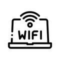 Wifi Sign And Word On Laptop Display Vector Icon